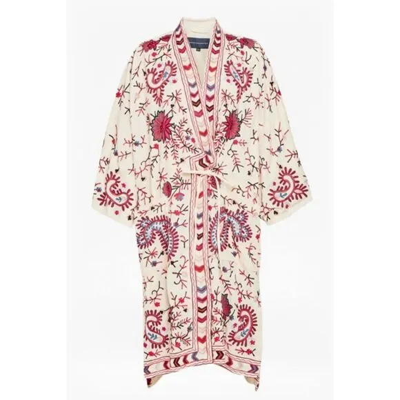 NWTFrench Connection Dorothy Soft Embroidered Kimono Jacket, One Size